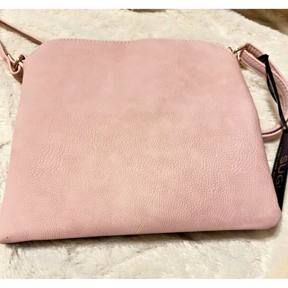 SUGU Lightweight Medium Dome Crossbody Bag Shoulder Bag with Tassel Blush Navy - Picture 8 of 10